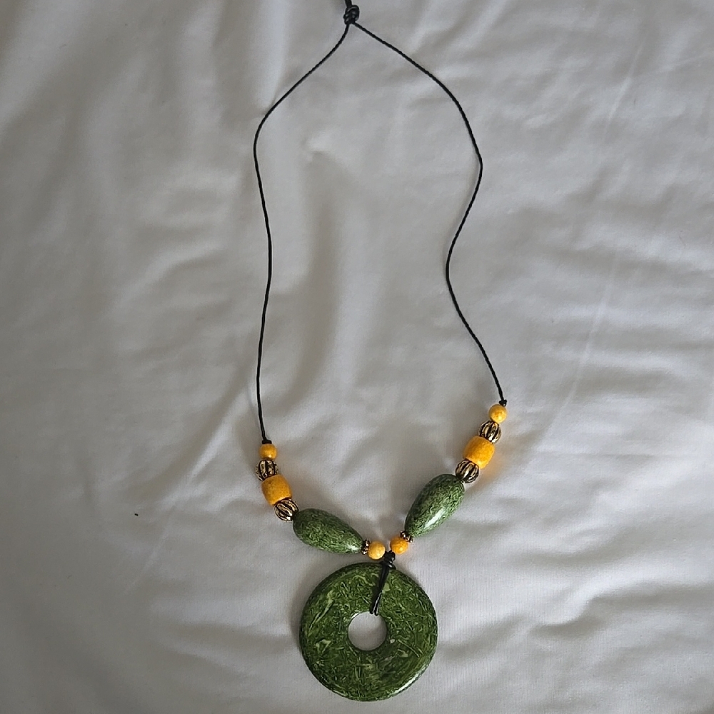 Vibrant Yellow and Green Stone Necklace